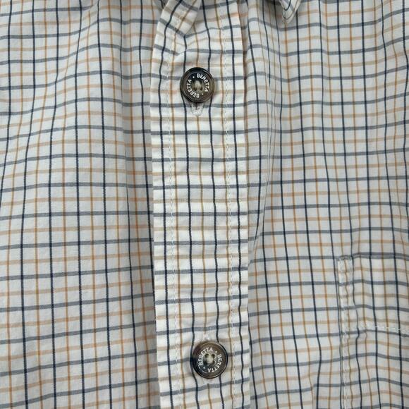 Beretta Plaid Cotton Button Up Short Sleeve Pocket Men’s Shirt Large Neutral - Picture 3 of 10